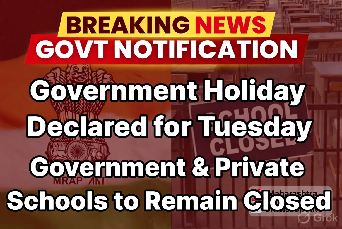 Government Holiday Declared for Tuesday; Government and Private Schools to Remain Closed